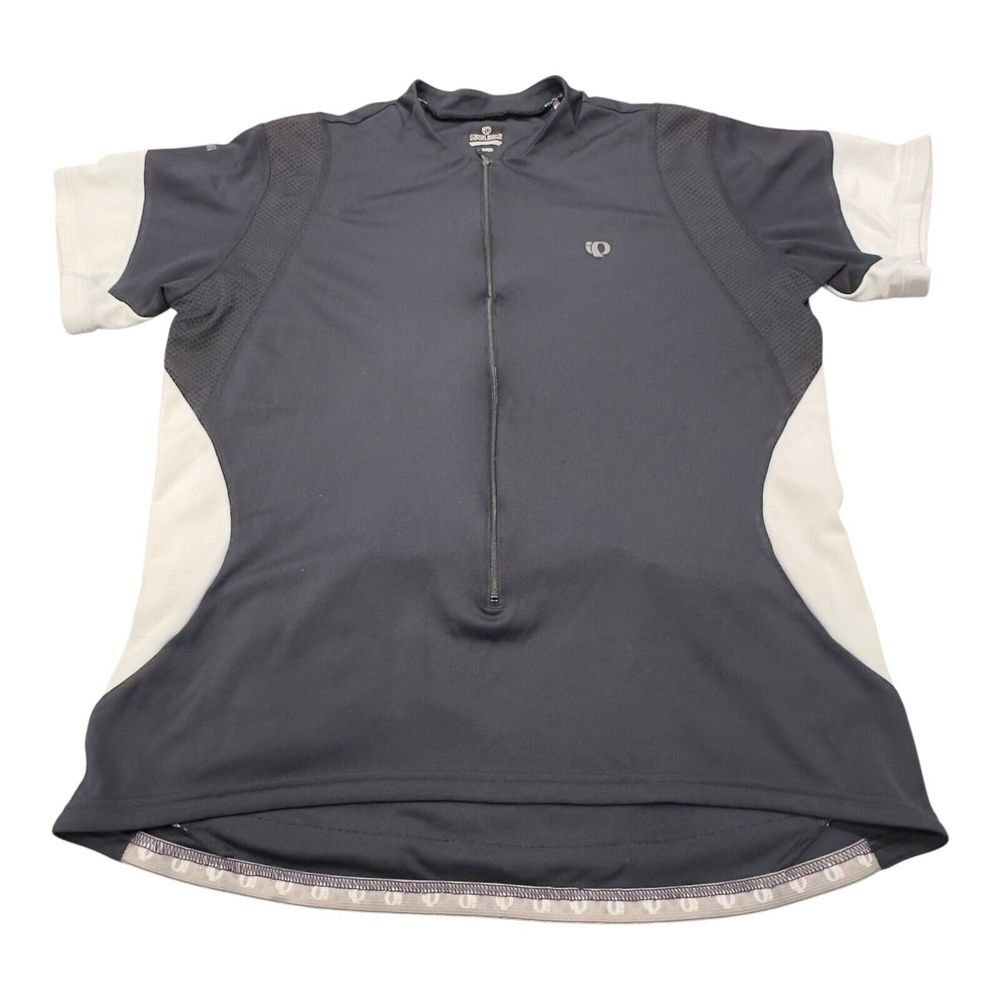 IQ Pearl Izumi Cycling Jersey Mens XLarge Black Gray Full Zip Up Back Zip Pocket